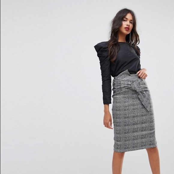 River Island Dresses & Skirts - River Island Check Bow Detail Pencil Skirt